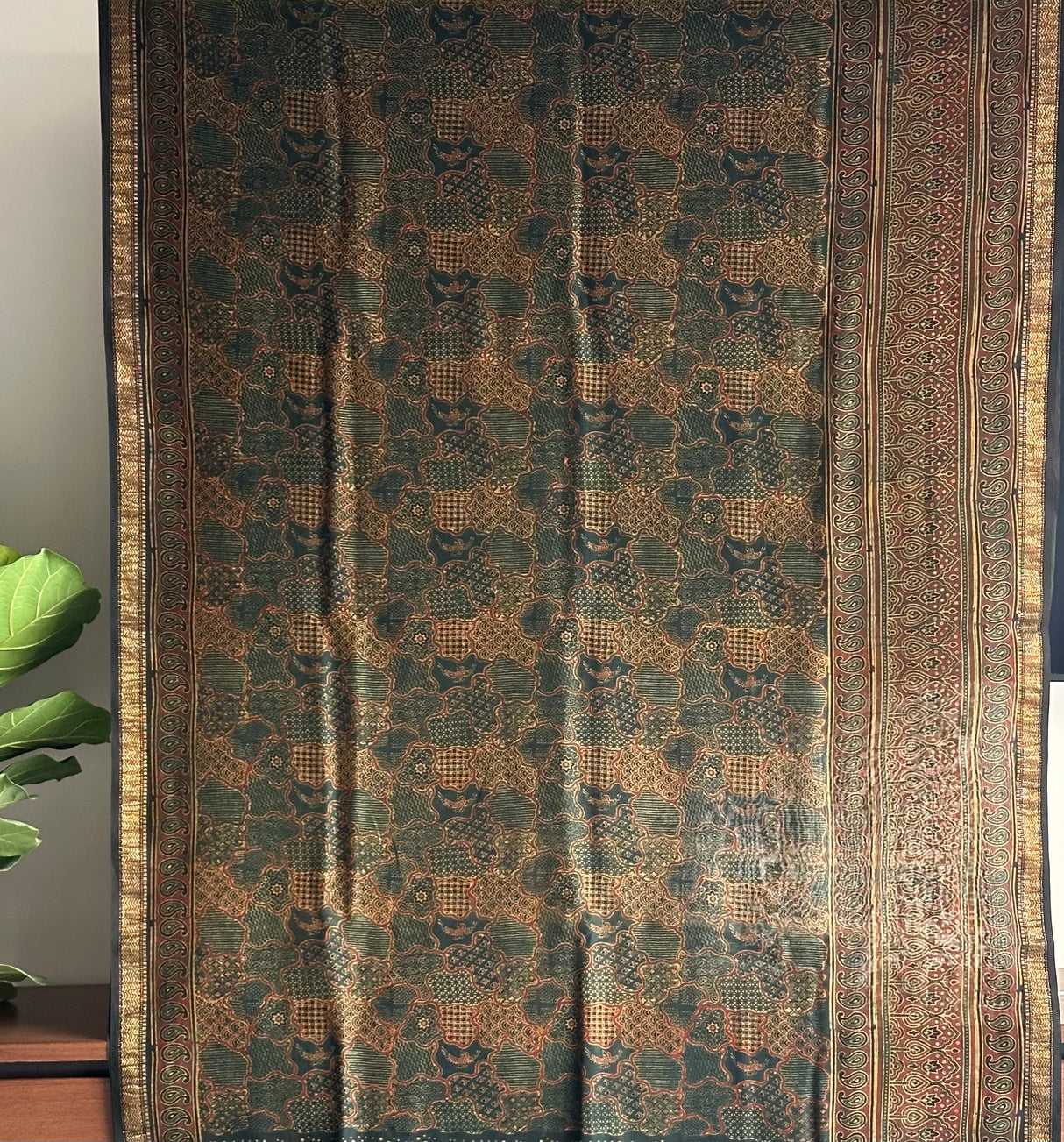 handcrafted-ajrakh-chanderi-silk-saree