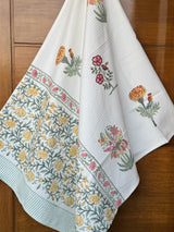 handcrafted-cotton-waffle-weave-towel-with-botanical-print