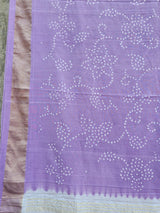 Handloom Cotton Paithani Bandhani Saree in Light Lavender Colour