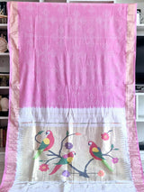 Handloom Cotton Paithani Bandhani Saree in Lovely Light Pink Colour