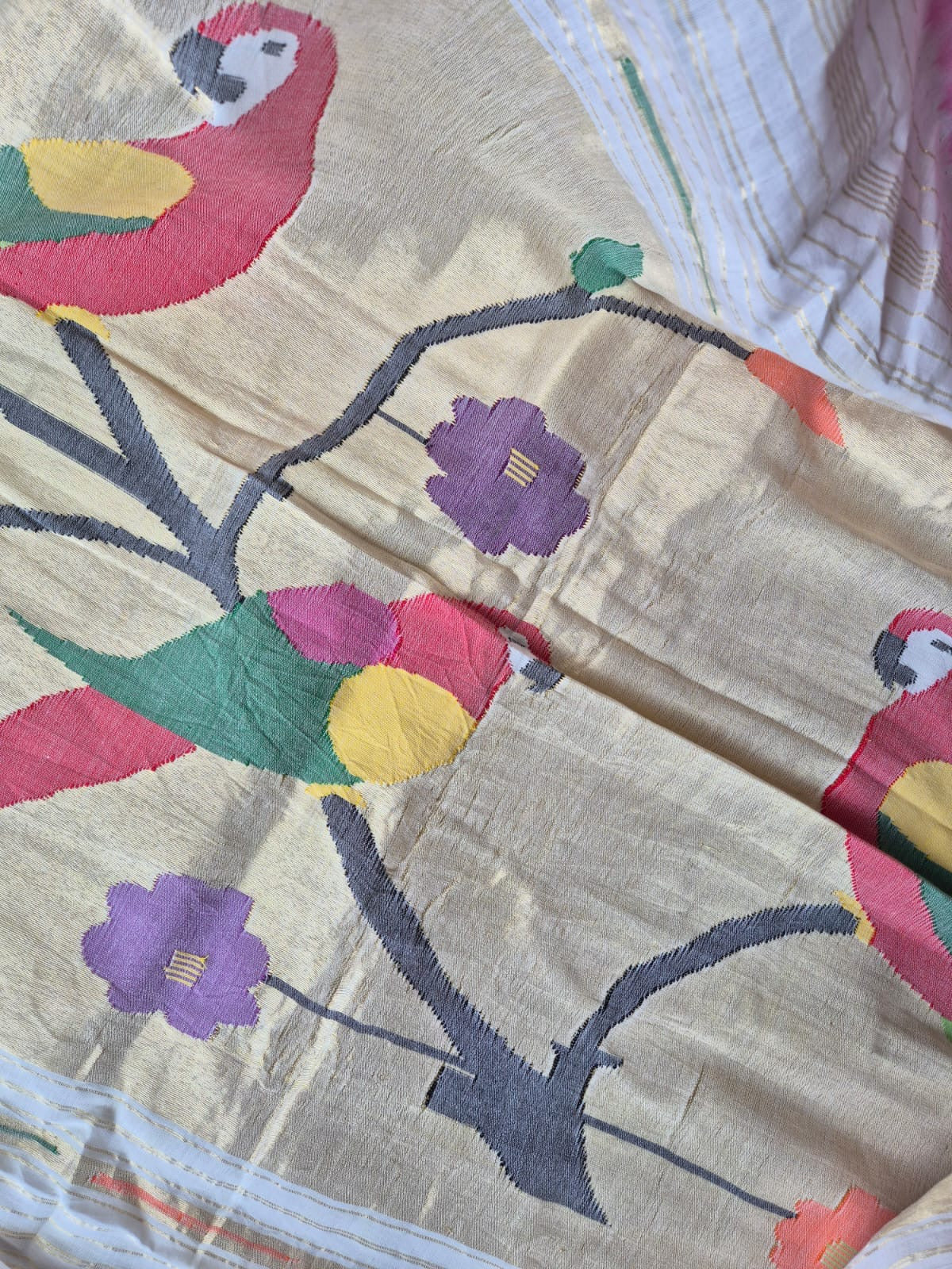 Handloom Cotton Paithani Bandhani Saree in Lovely Light Pink Colour