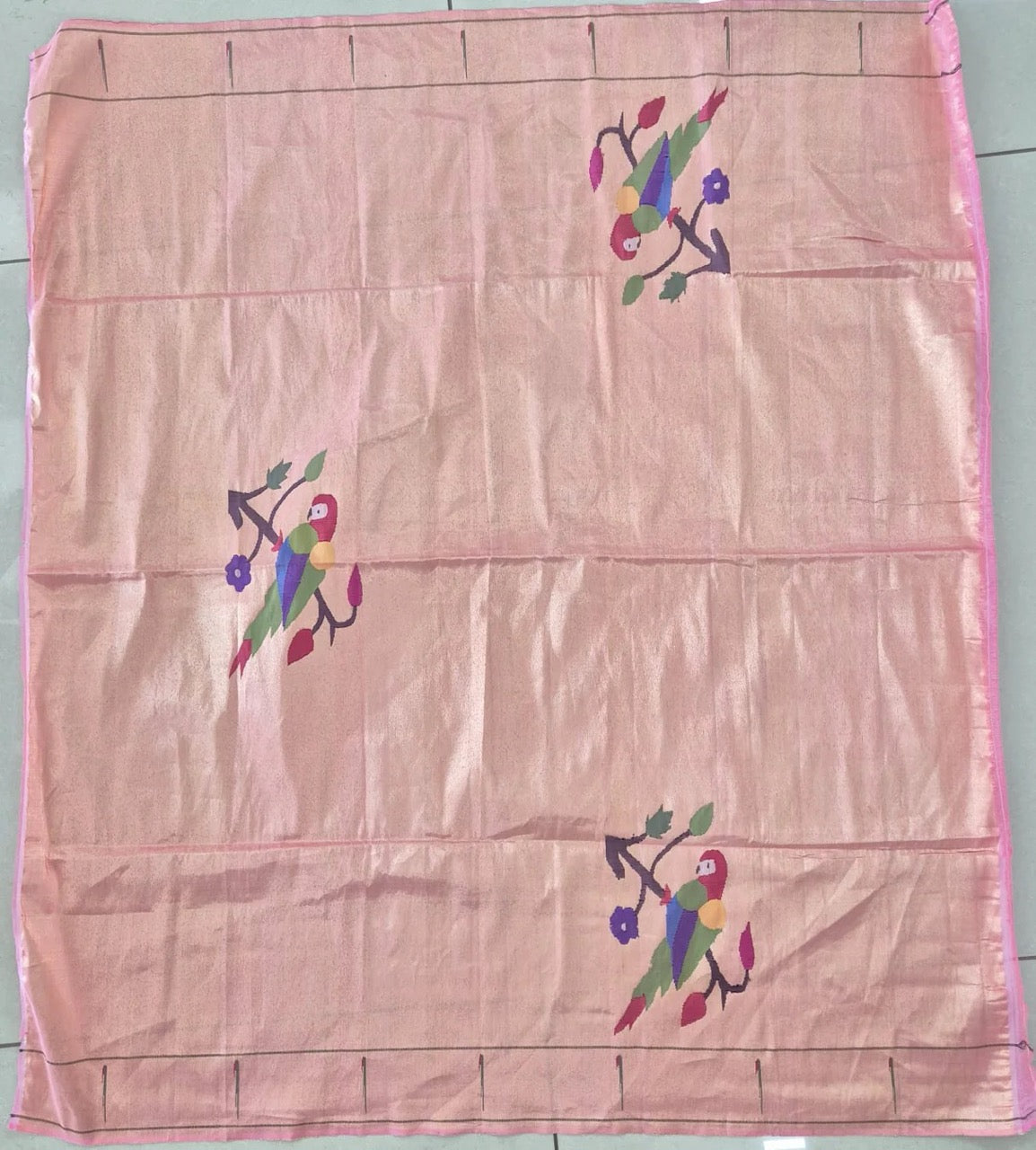 Handloom Cotton Paithani Bandhani Saree in Lovely Light Pink Colour