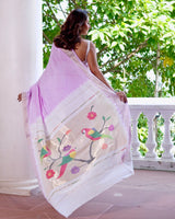 handloom-cotton-paithani-bandhani-saree-in-subtle-lavender-colour