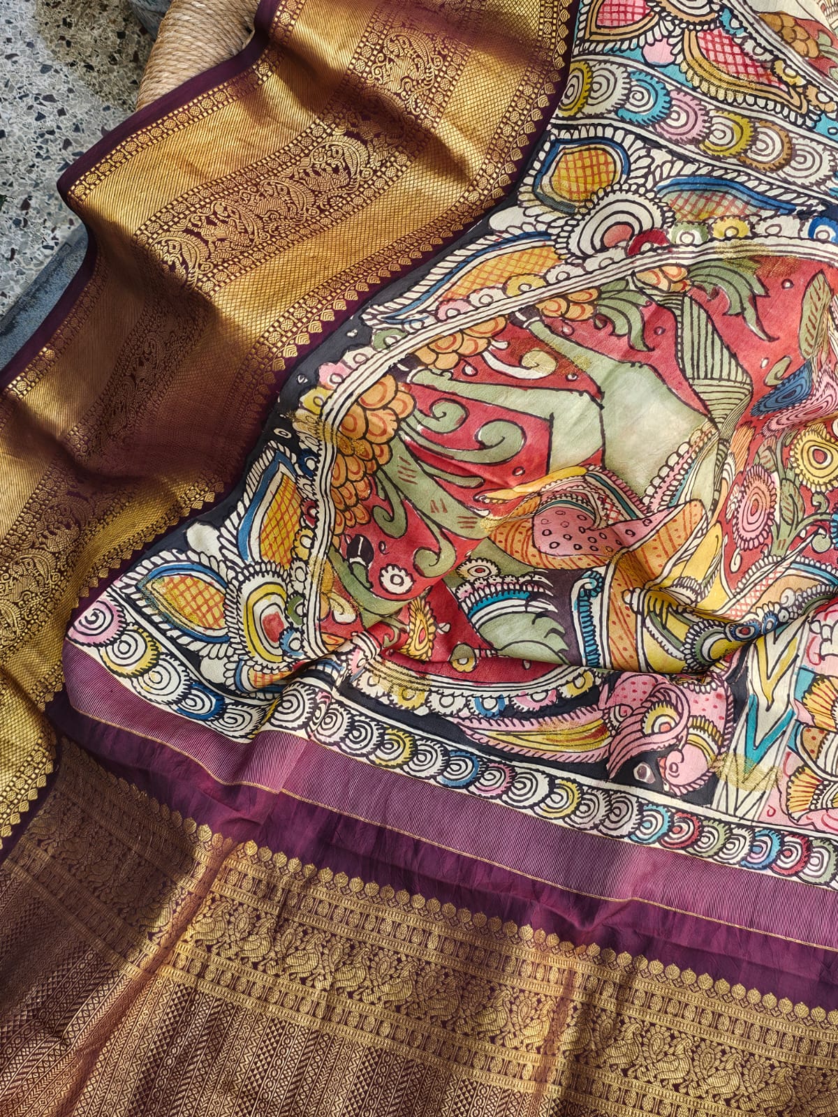 handloom-kanjivaram-silk-saree-with-kalamkari
