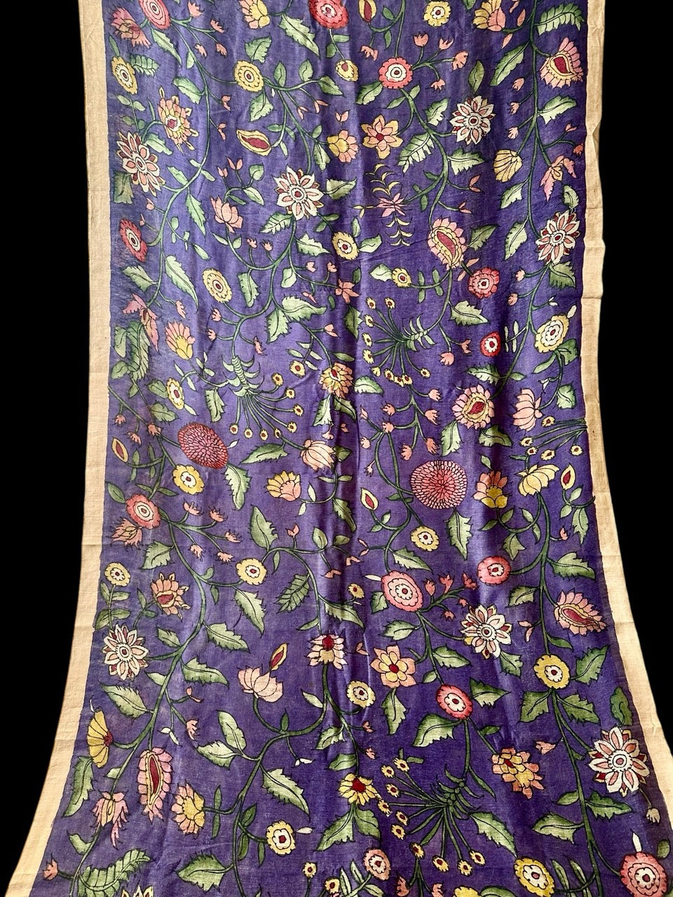 Handloom Matka Silk Floral Kalamkari Saree