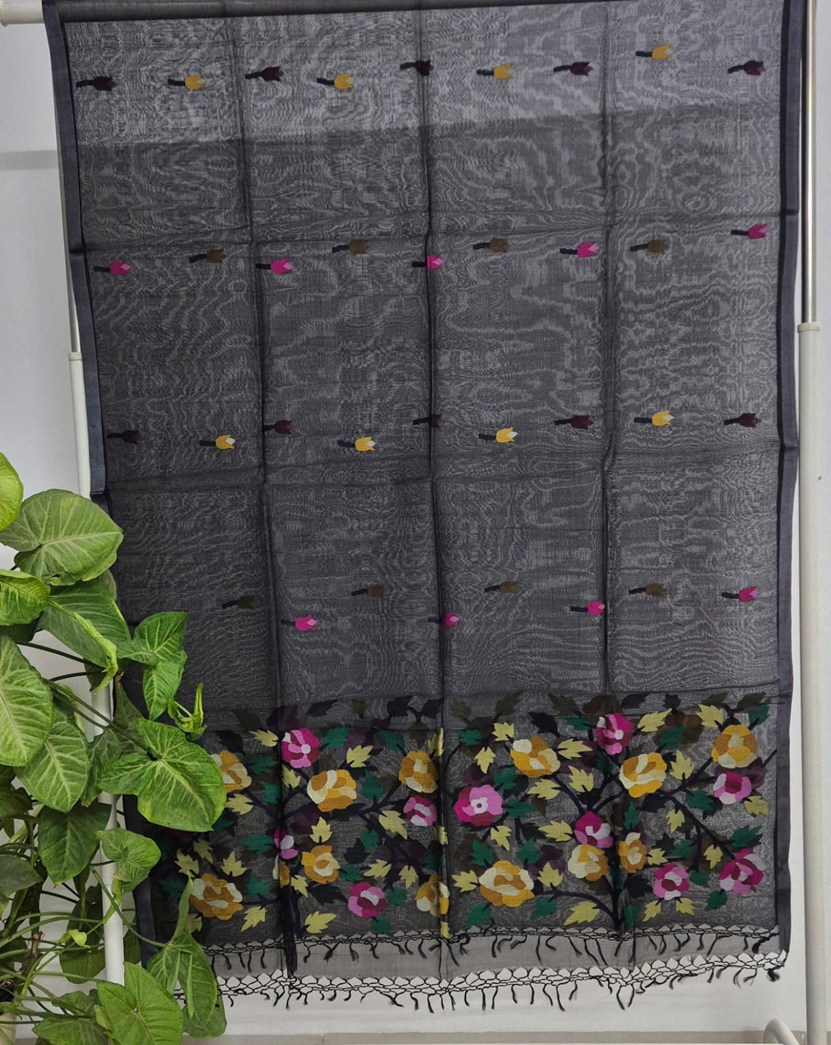 Handloom Black Muslin Silk Jamdani Dupatta