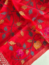 Handloom Red Muslin Silk Jamdani Dupatta