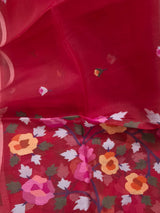 Handloom Red Muslin Silk Jamdani Dupatta