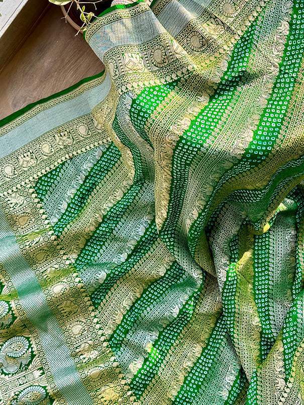 handloom-pure-banarasi-soft-silk-sona-roopa-bandhani-saree-in-green-colour