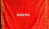 Pure Kanjivaram Silk Bandhani Saree, Orange Bandhani Kanjivaram Saree, Hand-Tied Bandhej Silk Saree, Kapaas Katha Silk Sarees, Authentic Bandhani Sarees Online