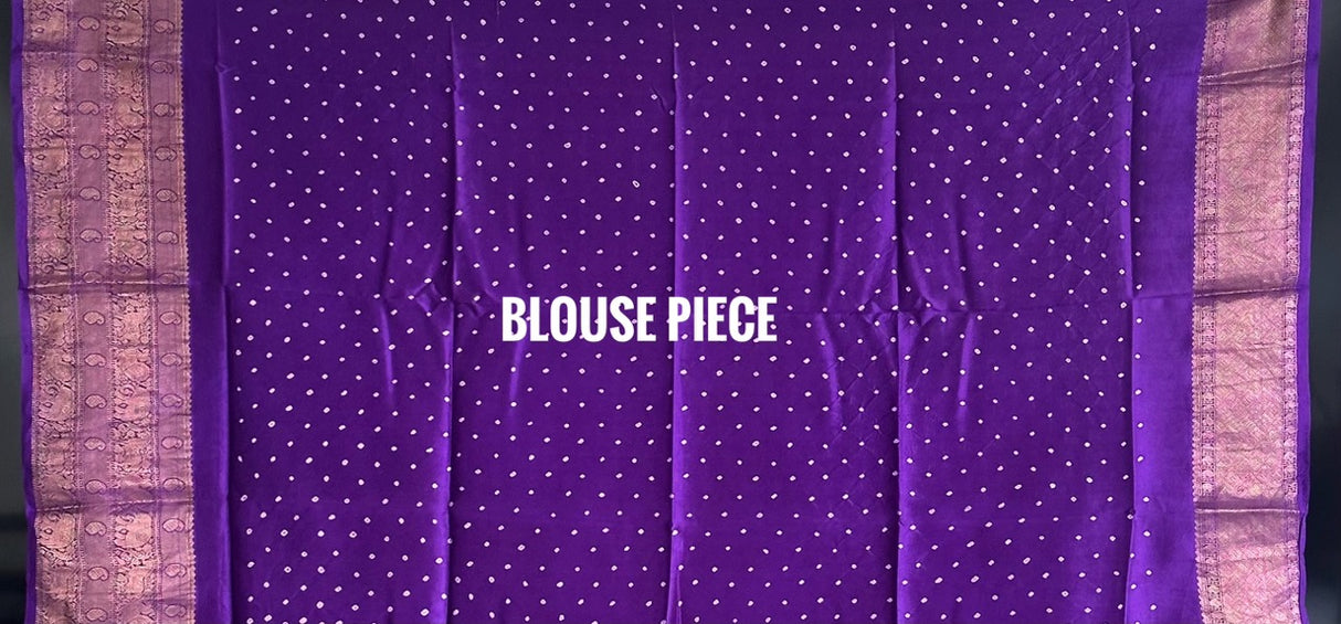 Vasundhara Silk Bandhani Saree, Pure Silk Purple Bandhani Saree, Hand-Tied Bandhej Silk Saree, Kapaas Katha Designer Sarees, Authentic Silk Sarees Online