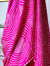 Hot Pink Pure Gajji Silk Bandhani Saree