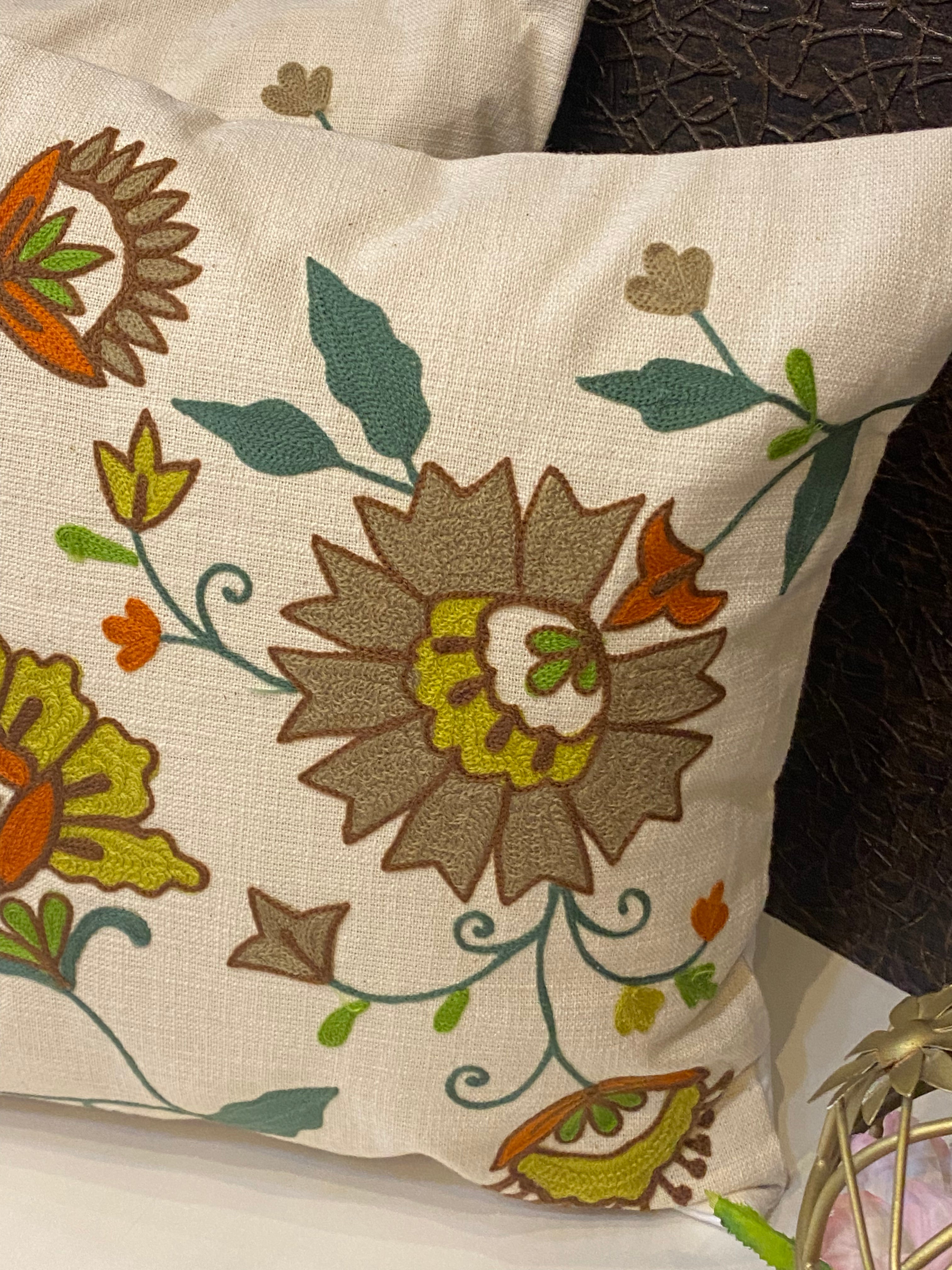 Embroidered Cushion Cover- 16*16 inches