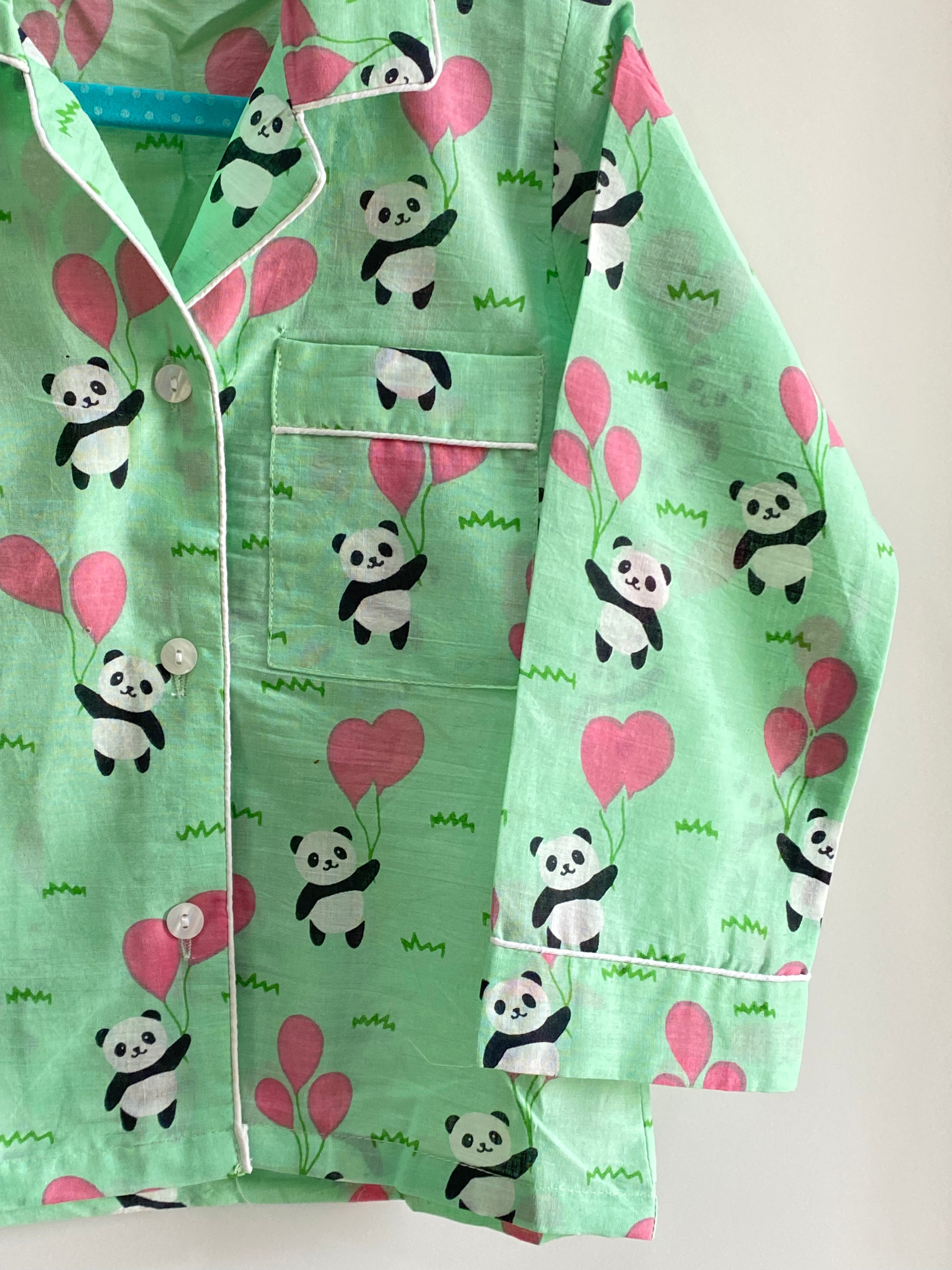 Green Panda Kids Night Suit Set