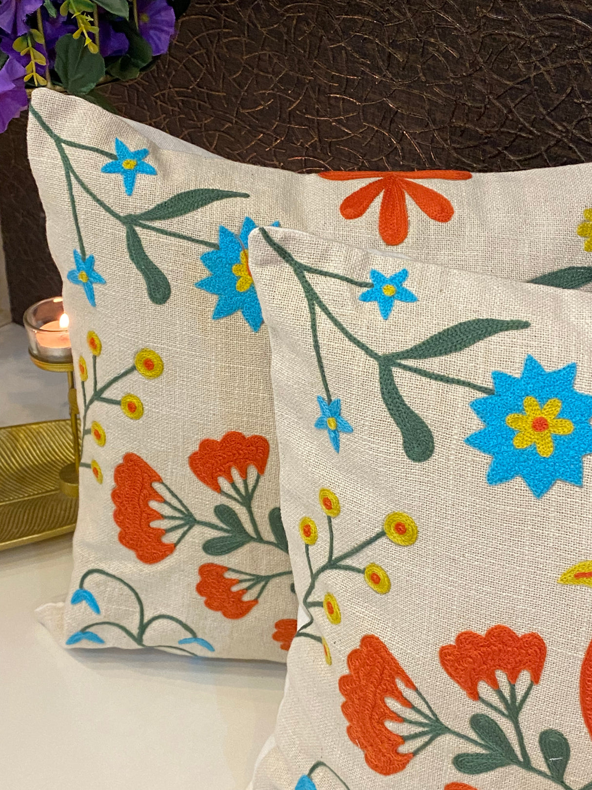 Embroidered Cushion Cover- 16*16 inches