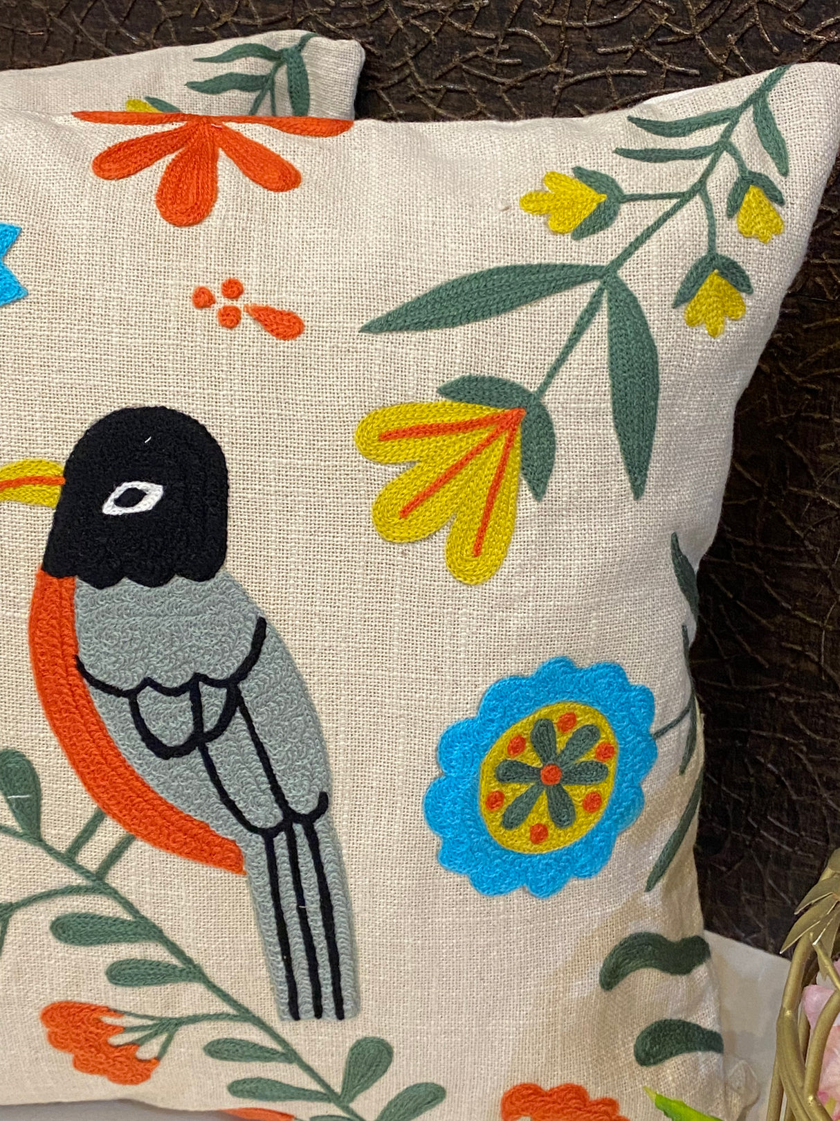 Embroidered Cushion Cover- 16*16 inches