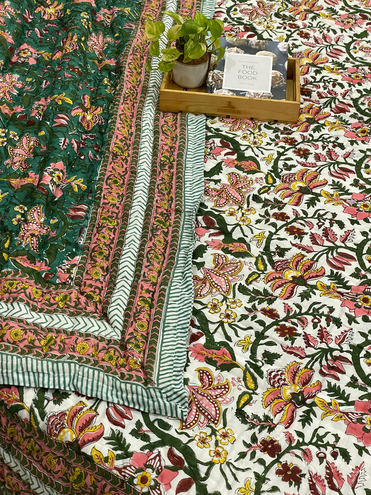 Blockprint Mulmul Reversible Quilt