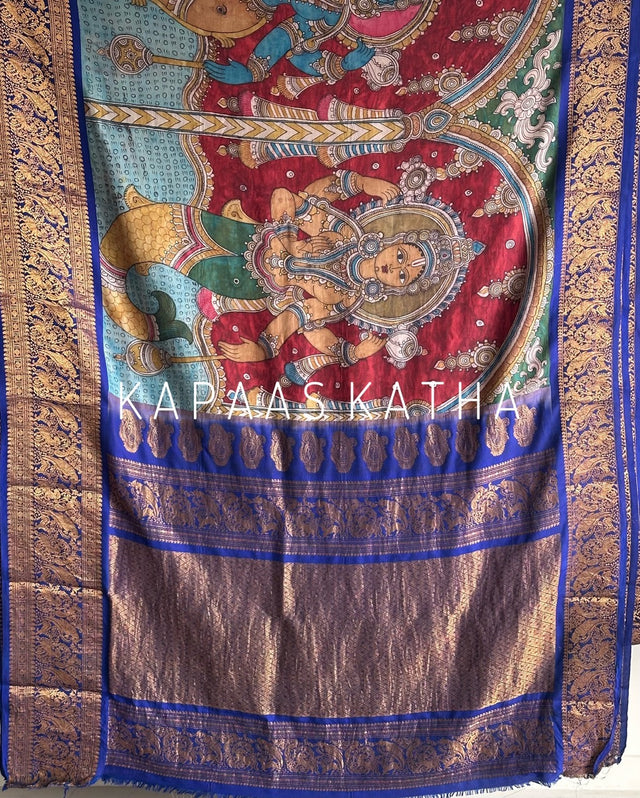 indian-mythology-dashavtaram-theme-pure-kanjivaram-silk-kalamkari-saree