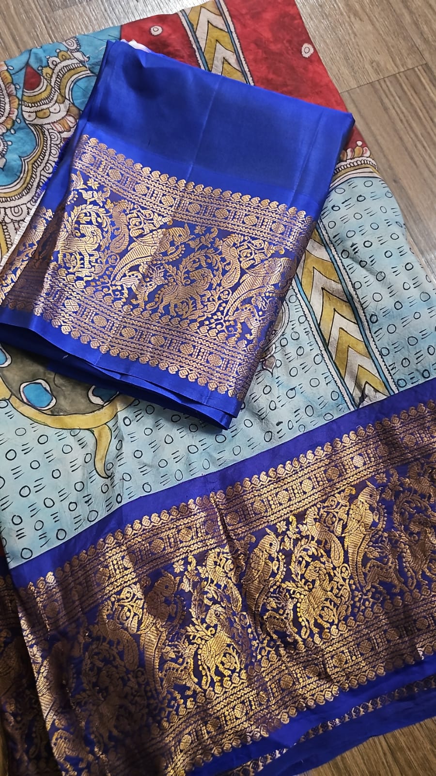 Authentic Kalamkari Kanjivaram Silk Saree | Kapaas Katha