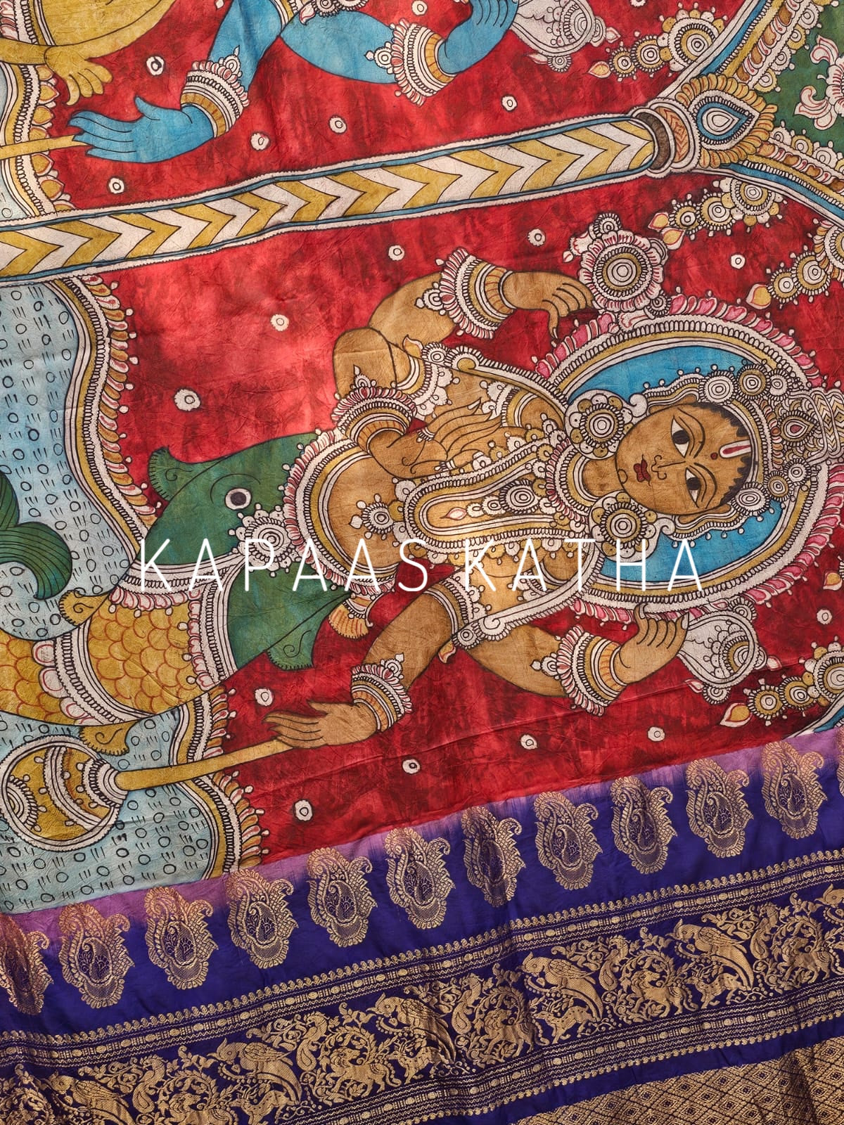 Authentic Kalamkari Kanjivaram Silk Saree | Kapaas Katha