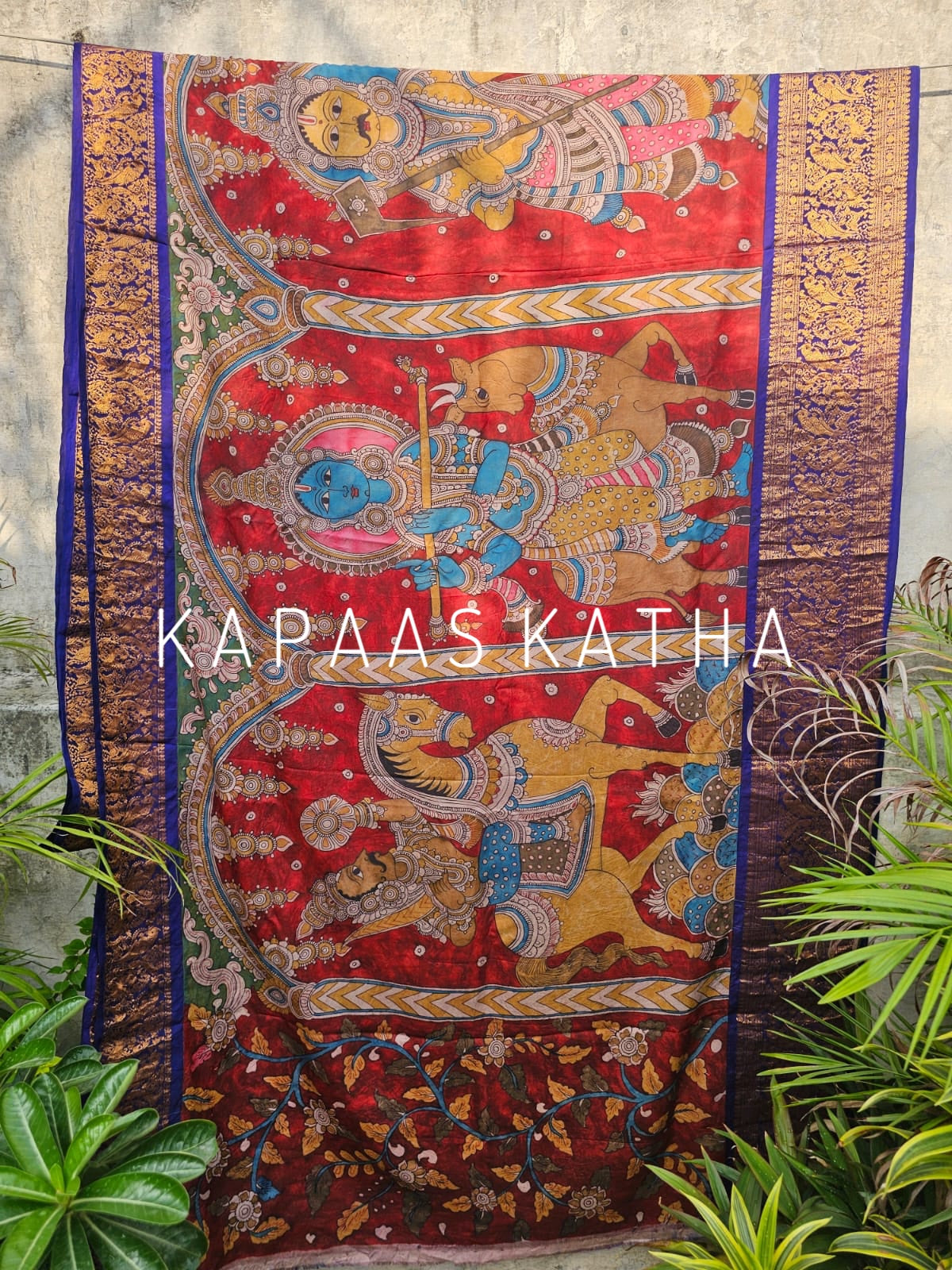 Authentic Kalamkari Kanjivaram Silk Saree | Kapaas Katha