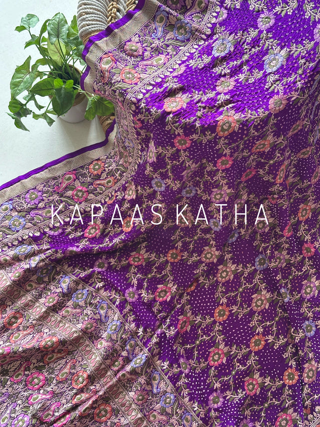 indian-violet-pure-banarasi-georgette-bandhani-dupatta