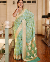 indian-wear-green-bandhani-banarasi-saree