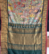 Handpainted Penkalamkari Kanjivaram Silk Saree | Kapaas Katha