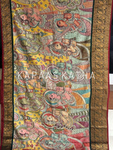 Handpainted Penkalamkari Kanjivaram Silk Saree | Kapaas Katha