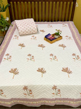 ivory-floral-hand-block-print-cotton-quilt-single-bed