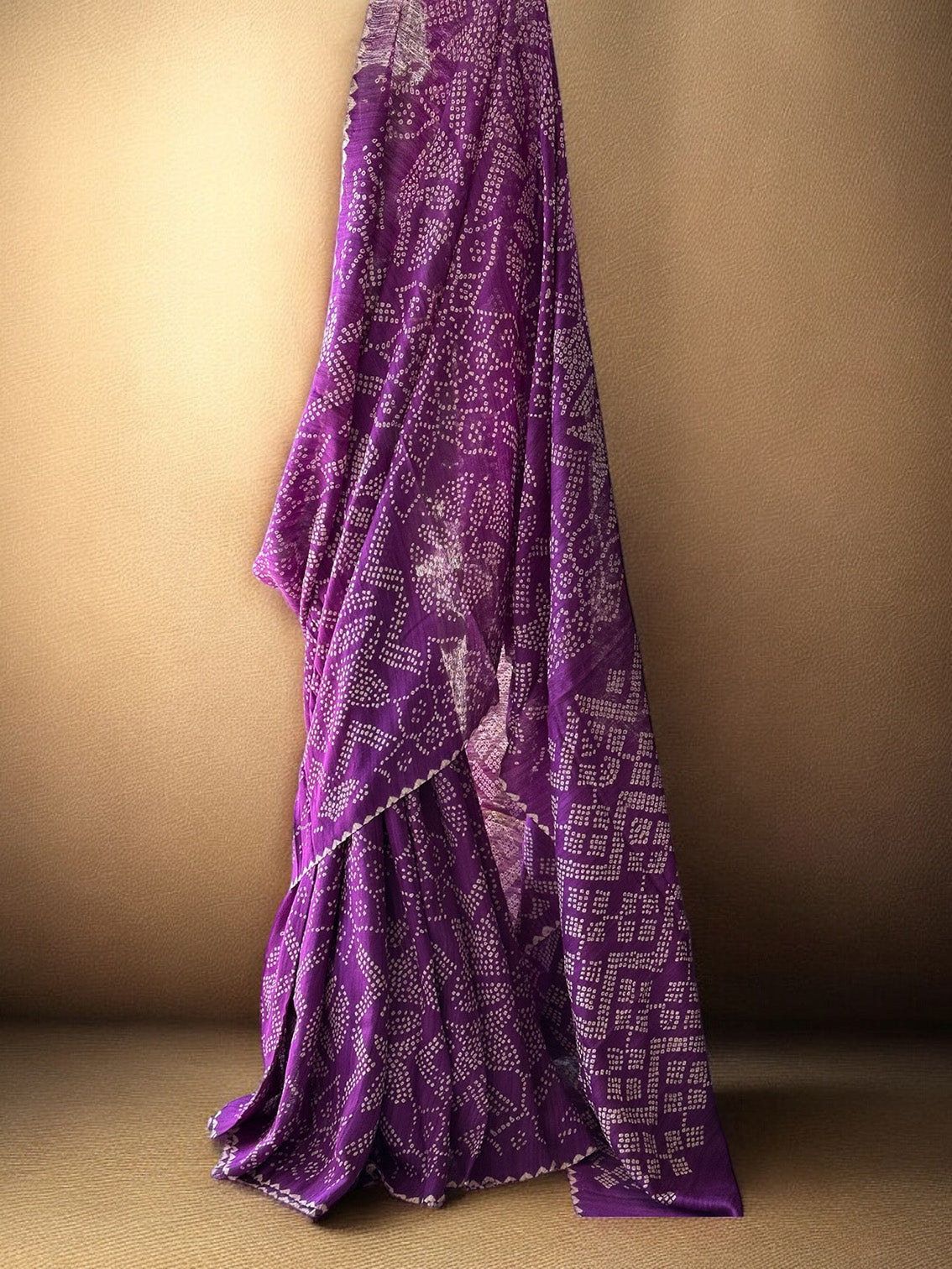 Jamun Desi Tussar Silk Bandhani Saree