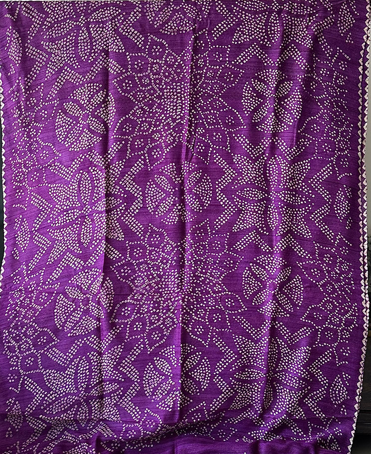 Jamun Desi Tussar Silk Bandhani Saree