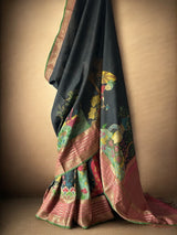japanese-theme-pure-silk-kanchipattu-kalamkari-saree