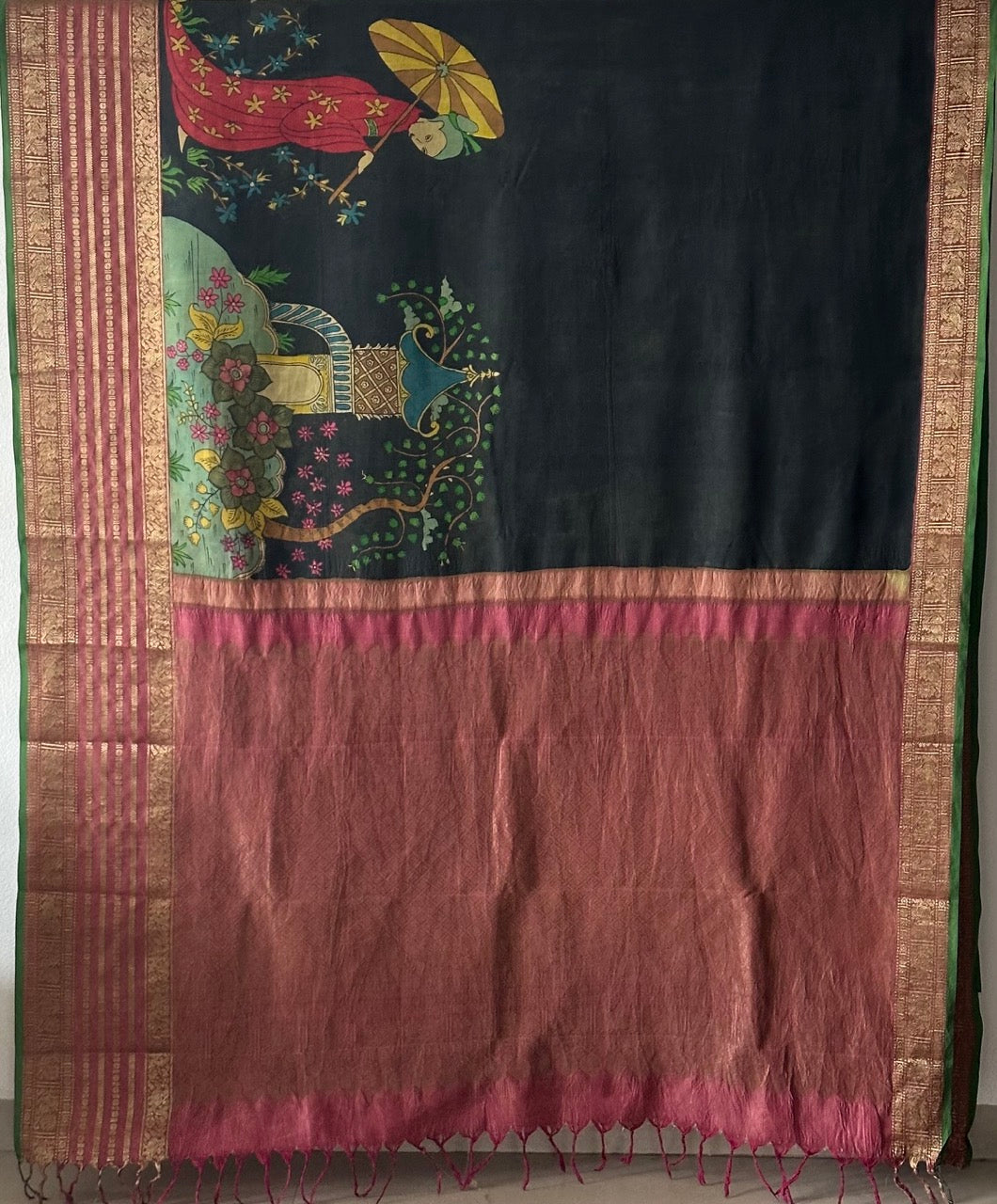 japanese-theme-pure-silk-kanchipattu-kalamkari-saree