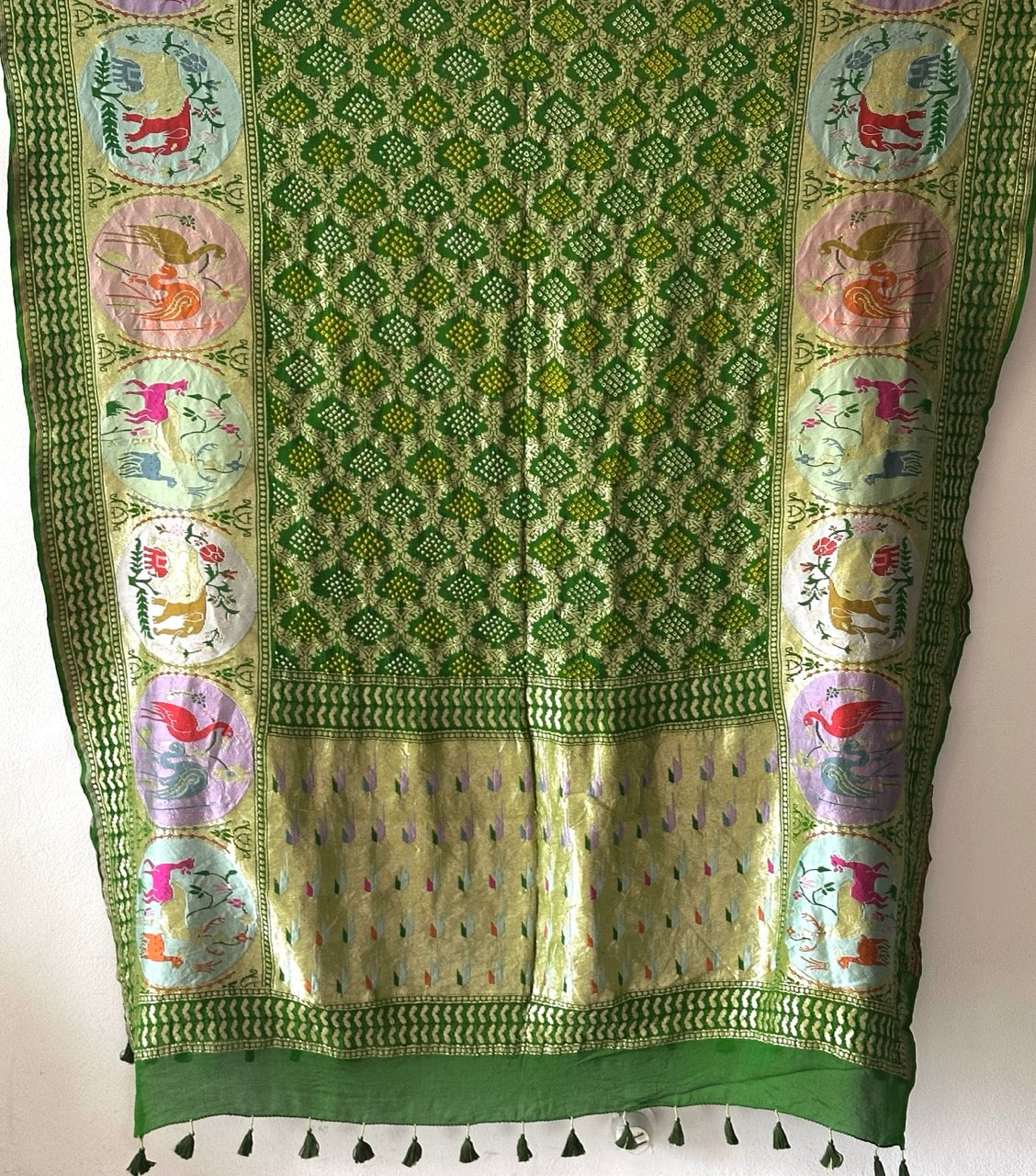 jungle-theme-pure-banarasi-georgette-meenakari-bandhani-dupatta