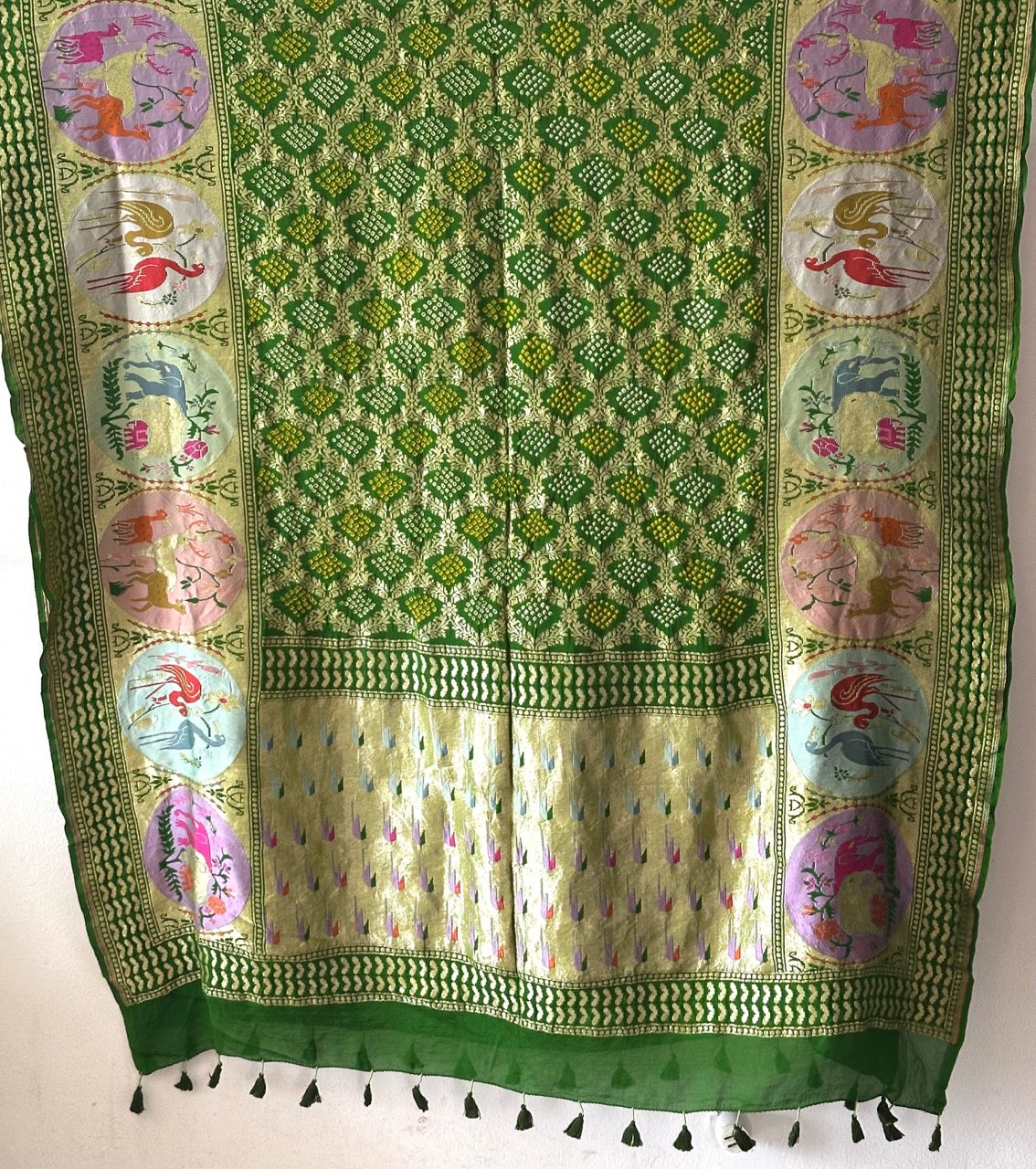 jungle-theme-pure-banarasi-georgette-meenakari-bandhani-dupatta