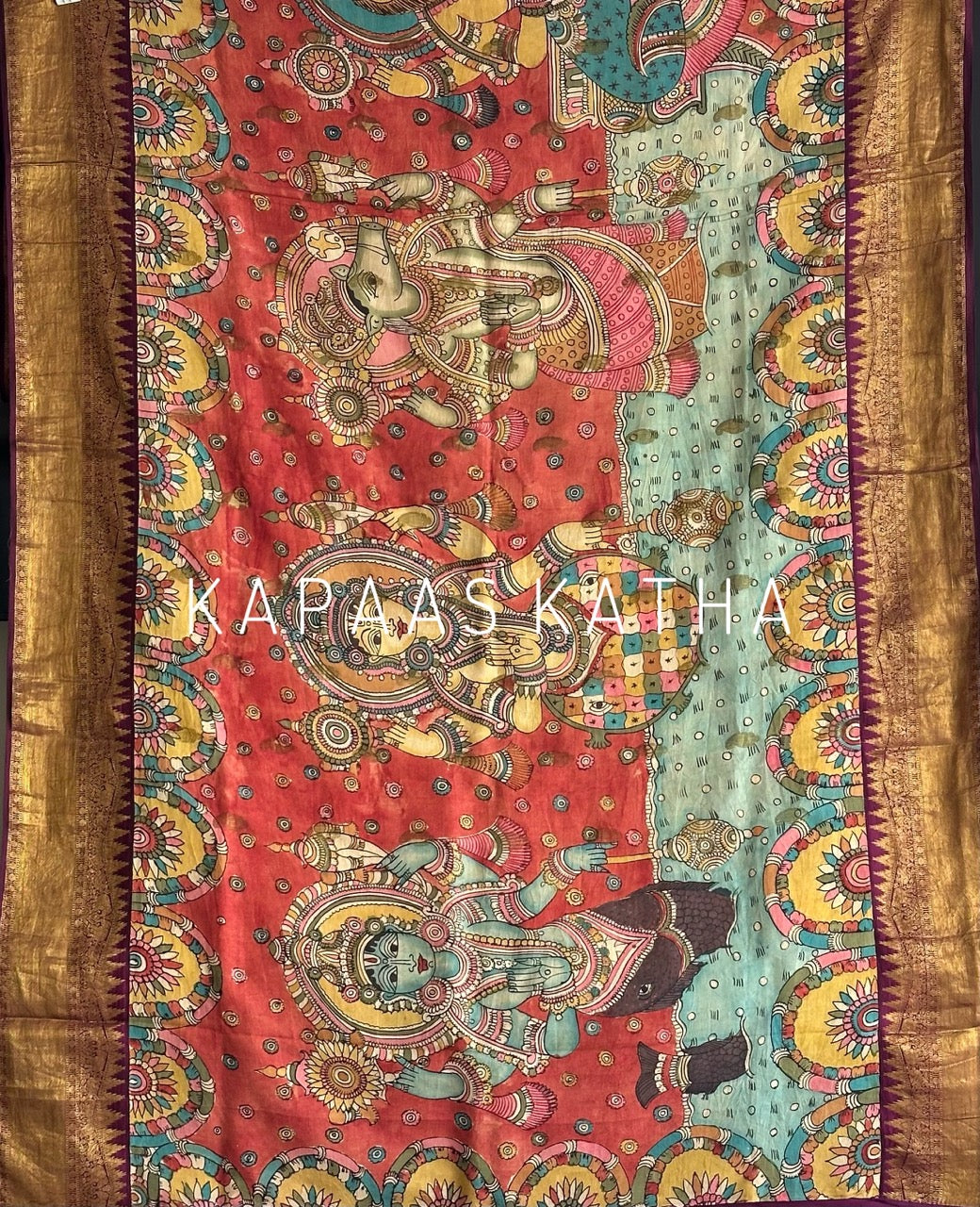 kalamkari-kanjivaram-silk-saree-divine-art-motifs