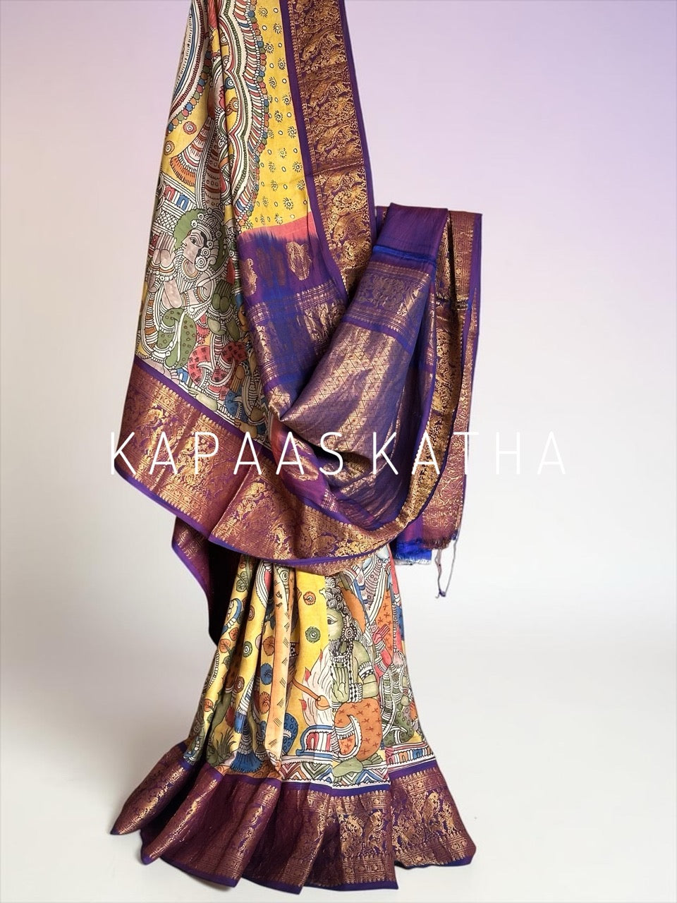 kalamkari-kanjivaram-silk-saree-divine-art-motifs