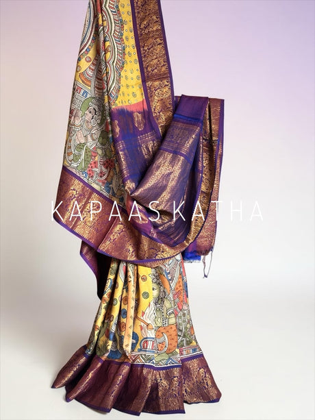 kalamkari-kanjivaram-silk-saree-divine-art-motifs