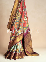kalamkari-kanjivaram-silk-saree-divine-art-motifs