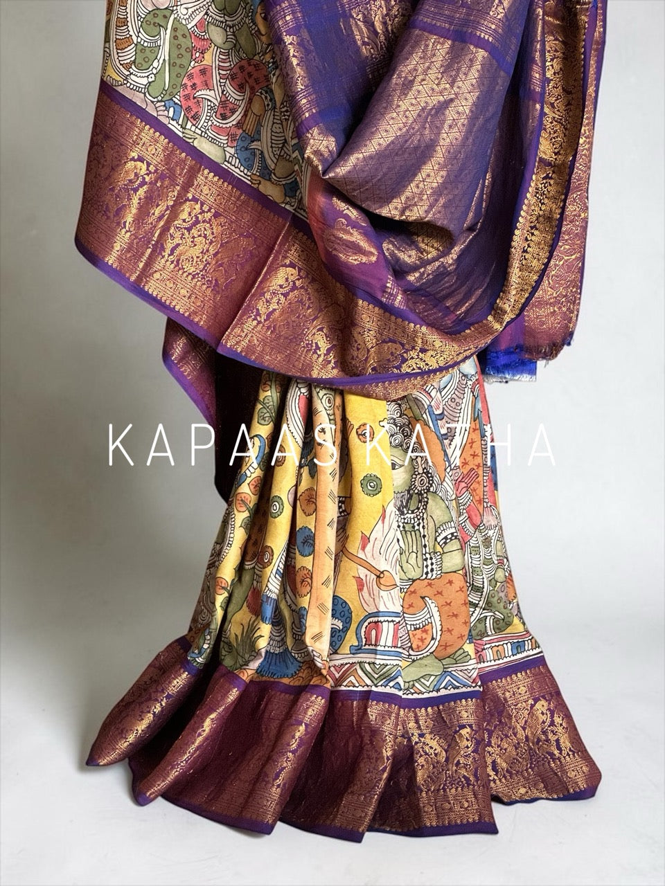 kalamkari-kanjivaram-silk-saree-divine-art-motifs