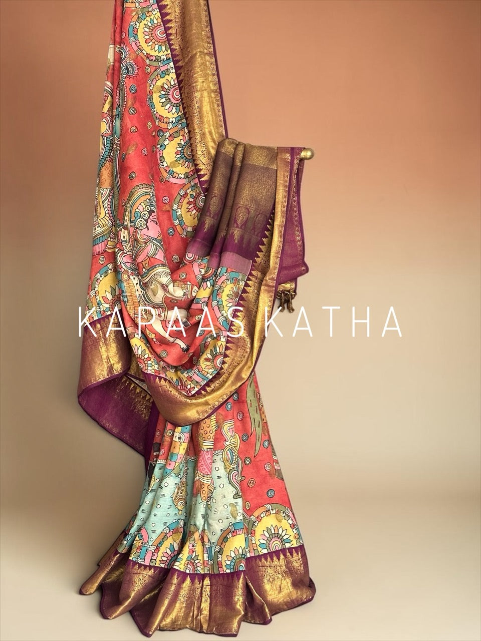 kalamkari-kanjivaram-silk-saree-divine-art-motifs