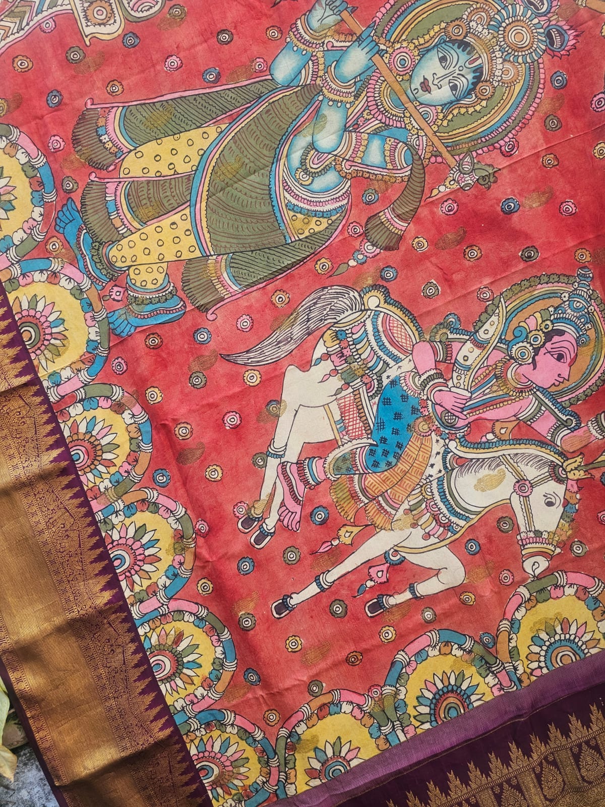 kalamkari-kanjivaram-silk-saree-handcrafted-divine-motifs