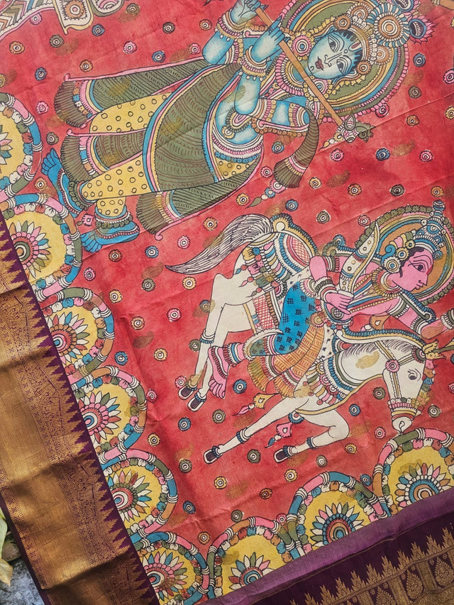 kalamkari-kanjivaram-silk-saree-handcrafted-divine-motifs