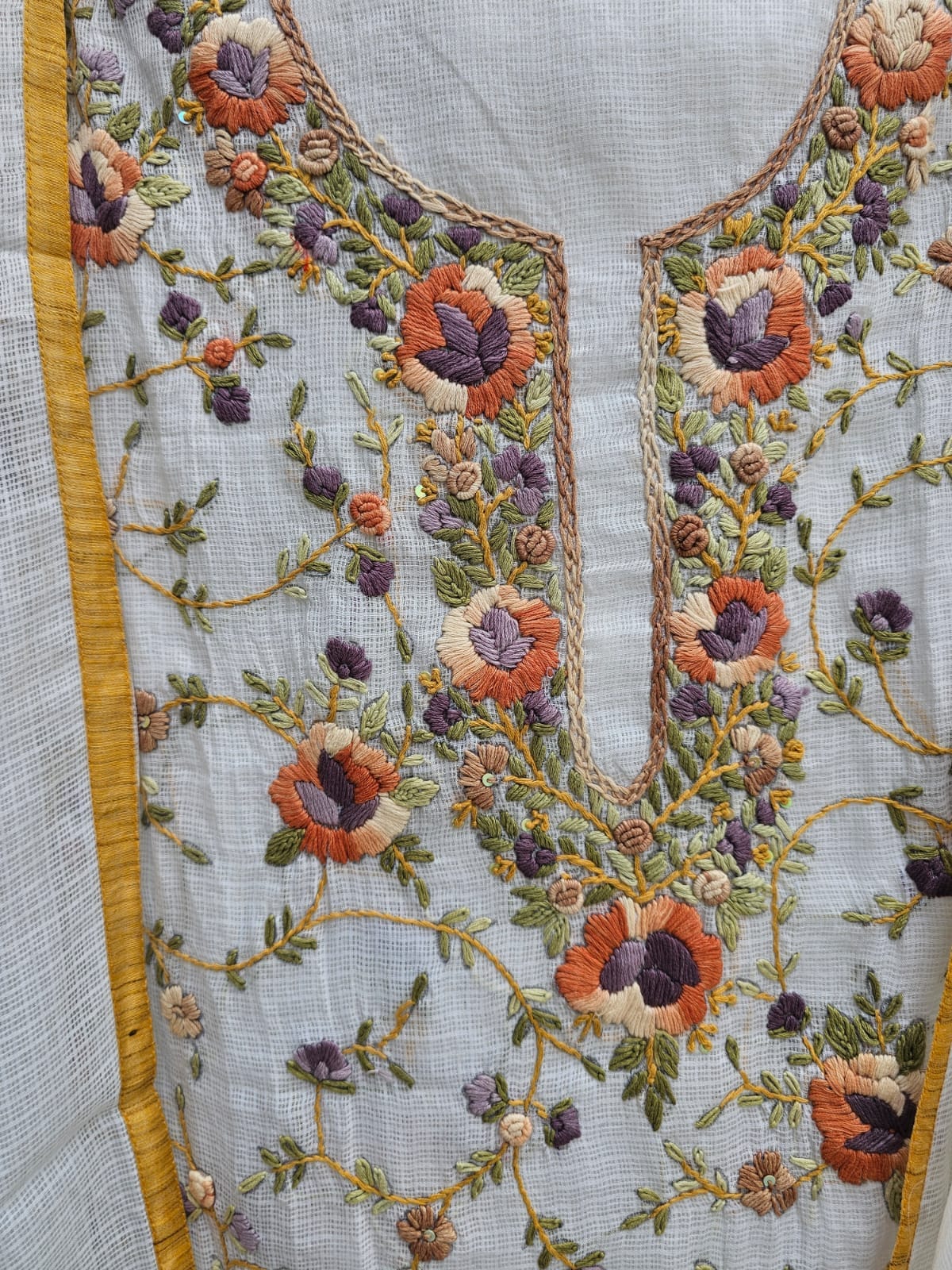 Kaleidoscope - Kota Phulkari Unstitched Suit Set