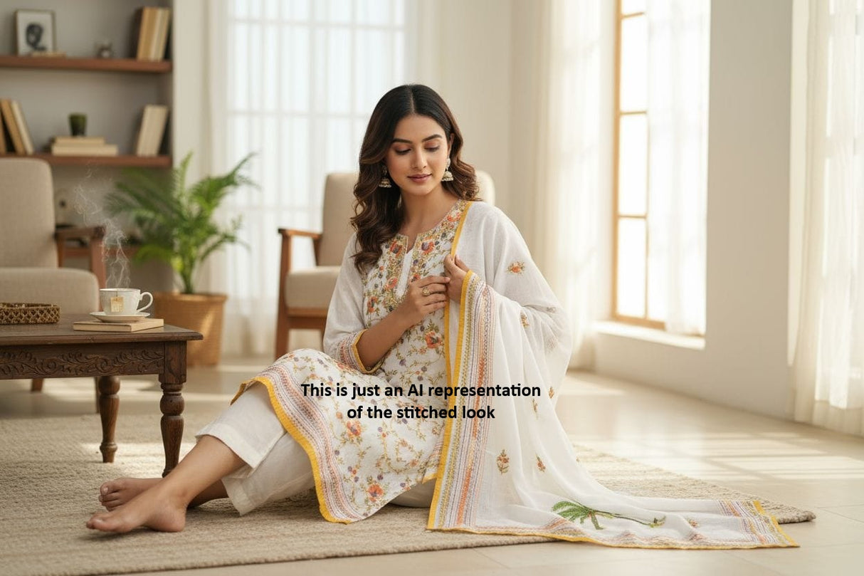 Kaleidoscope - Kota Phulkari Unstitched Suit Set