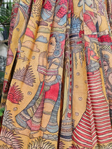 Floral and Peacock Theme Kanchi Pattu Kalamkari Lehenga