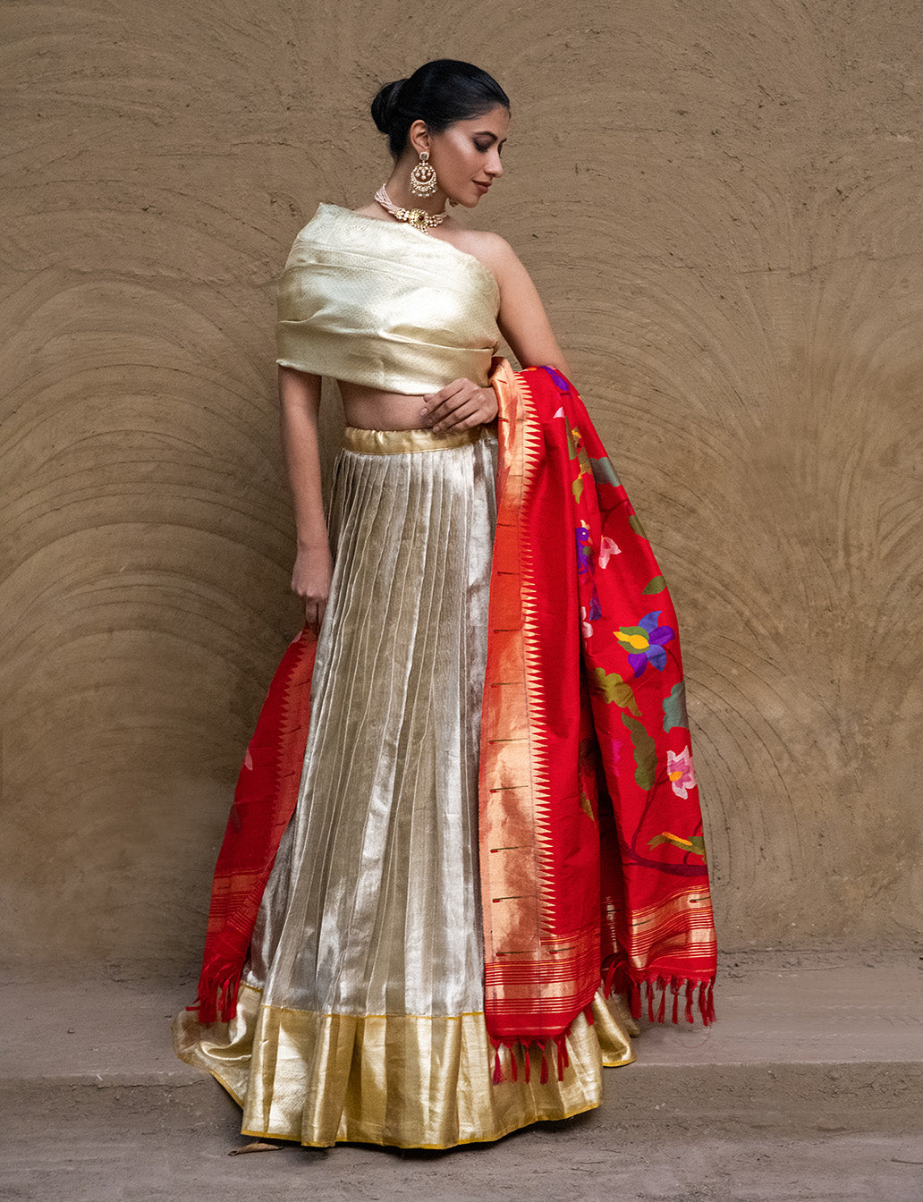 Limited Edition Kanjivaram Silk Lehenga with Pure Silk Paithani Dupatta