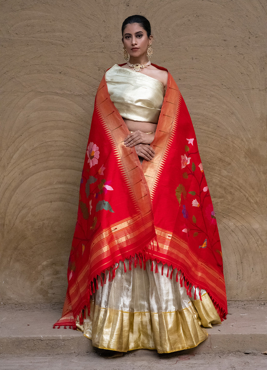 Limited Edition Kanjivaram Silk Lehenga with Pure Silk Paithani Dupatta