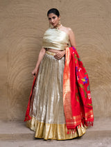 Limited Edition Kanjivaram Silk Lehenga with Pure Silk Paithani Dupatta